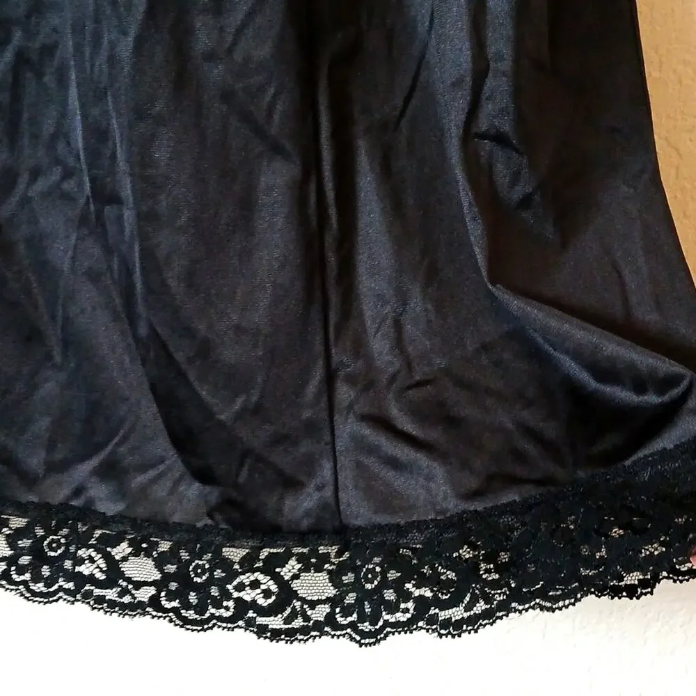 Vintage Vassarette Full Slip Black Lace Trim